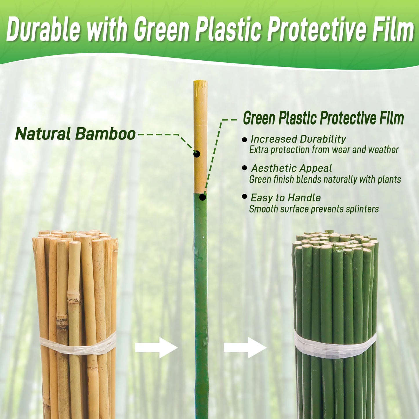 50pcs 4FT Bamboo Plant Stakes,Grden Plant Stakes For Indoor And Outdoor Climbing Plants