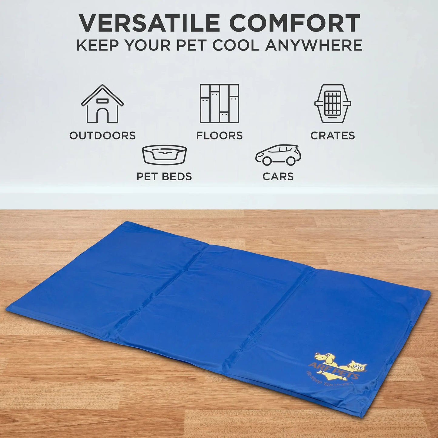 Arf Pets Dog Cooling Mat 19”x35”, Durable, Non-Toxic Gel Dog Bed Mat for Kennels, Crates & Beds