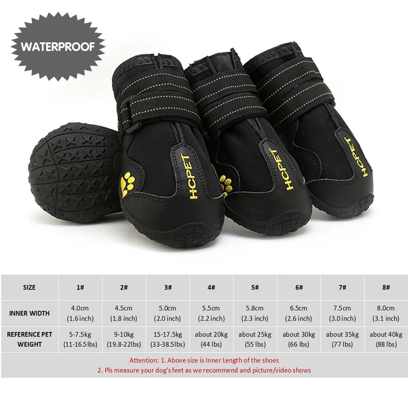 4Pcs/Set Pet Dog Shoes for Medium Large Dogs Waterproof Rain Snow Dog Boots Durable Breathable Outdoor Training Hiking Dog Shoes
