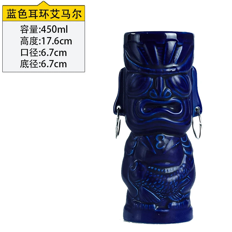 Hawaii Tiki Mugs Cocktail Fish Cup Beer Beverage Mug Wine Mug Ceramic Easter Islander Tiki Mug Bar Tool
