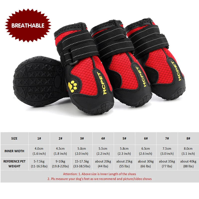 4Pcs/Set Pet Dog Shoes for Medium Large Dogs Waterproof Rain Snow Dog Boots Durable Breathable Outdoor Training Hiking Dog Shoes