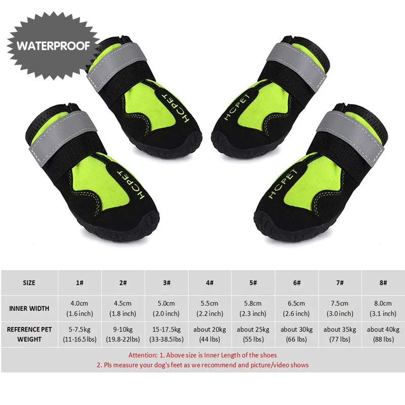4Pcs/Set Pet Dog Shoes for Medium Large Dogs Waterproof Rain Snow Dog Boots Durable Breathable Outdoor Training Hiking Dog Shoes
