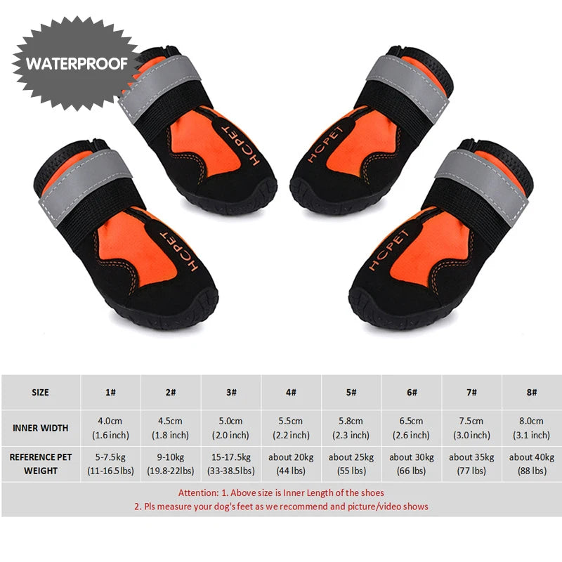 4Pcs/Set Pet Dog Shoes for Medium Large Dogs Waterproof Rain Snow Dog Boots Durable Breathable Outdoor Training Hiking Dog Shoes