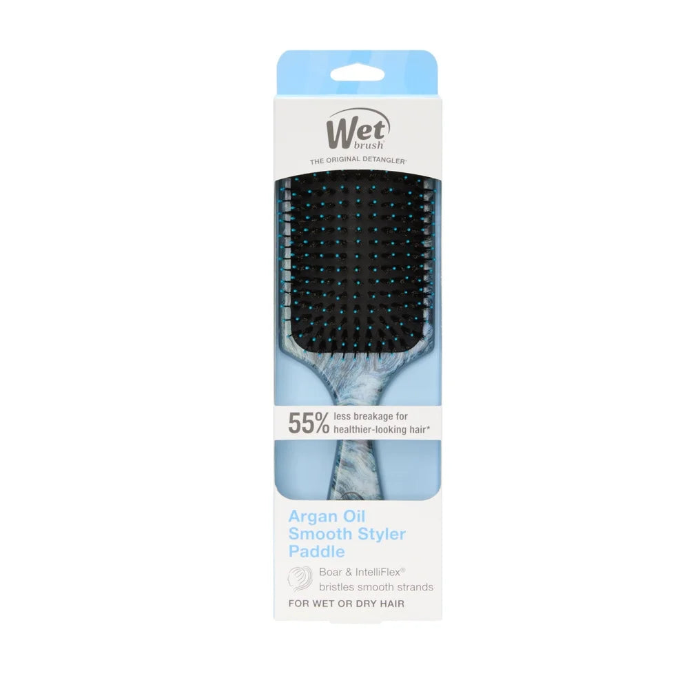 Shine Enhancer Paddle Hair Brush IntelliFlex Bristles Detangling Moisturizing Argan Oil All Hair Types Smooth Glossy Finish