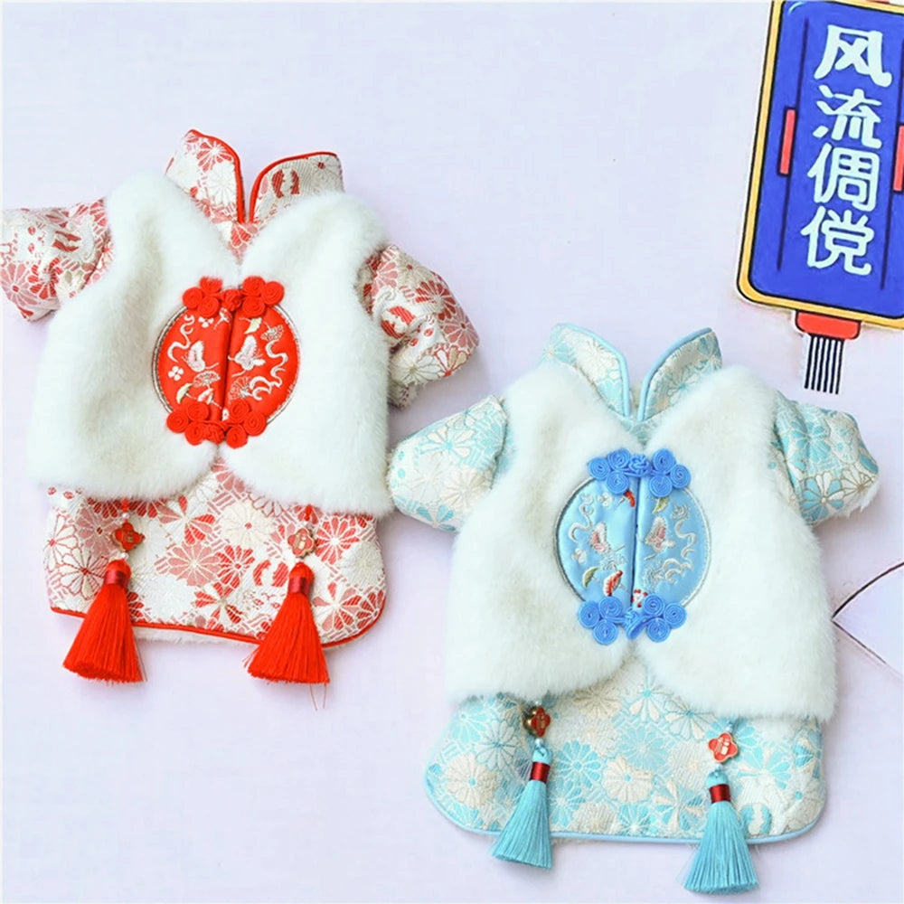 Pet Costume Chinese New Year Dog Clothes Outfit Tang Suit Cat Chihuahua Yorkie Poodle Bichon Schnauzer Dog Clothing Puppy Coat