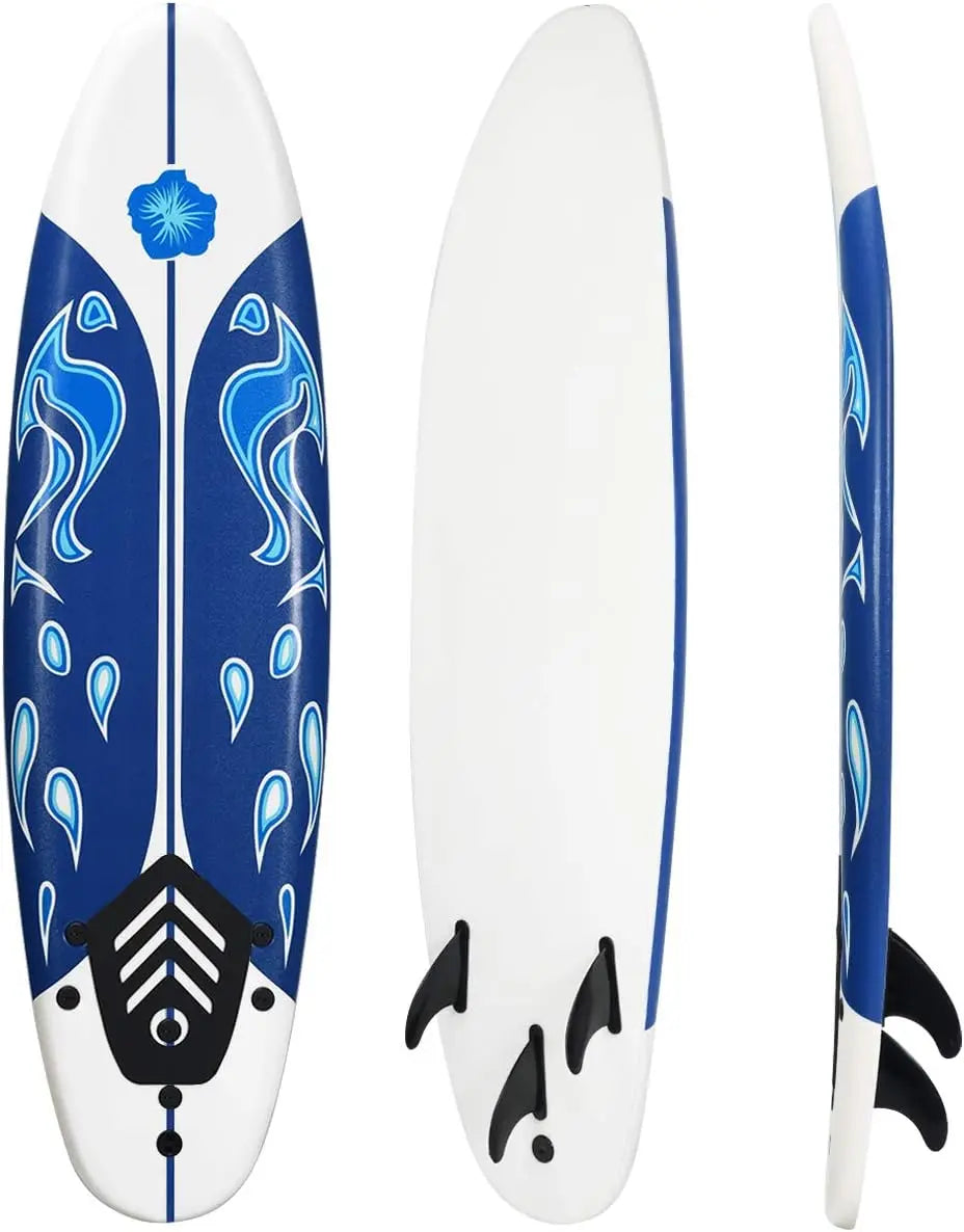 Giantex 6' Surfboard Surfing Surf Beach Ocean Body Foamier Board with Removable Fins, Great Beginner Board for Kids