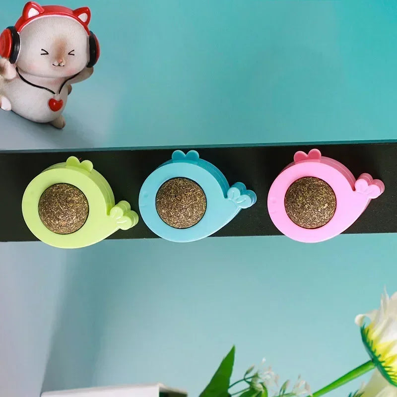 Licking Treats Supplies Ball Catnip Ball Pet Wall Spherical Cat Ball Kitten Wall Cleaning Rotatable Catnip Licking Toy Teeth