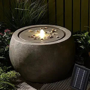 Garden Water Fountain Outdoor Bubbler Water Feature Indoor with Lights & Pump and Pebbles Waterfall Fountains Concrete Effect fo