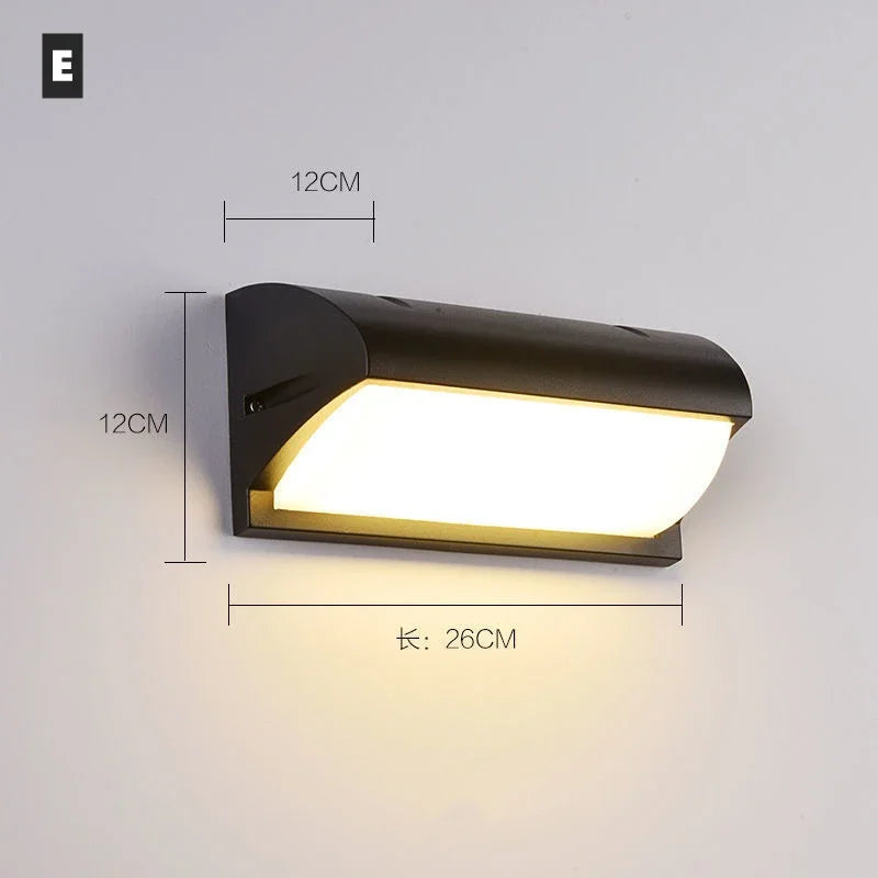 Outdoor E27 LED Aluminum Frame Wall Light 85-265V IP65 Waterproof Porch Lamp Garden Exterior Decor Sconce Lamp 12W 15W 20W 25W