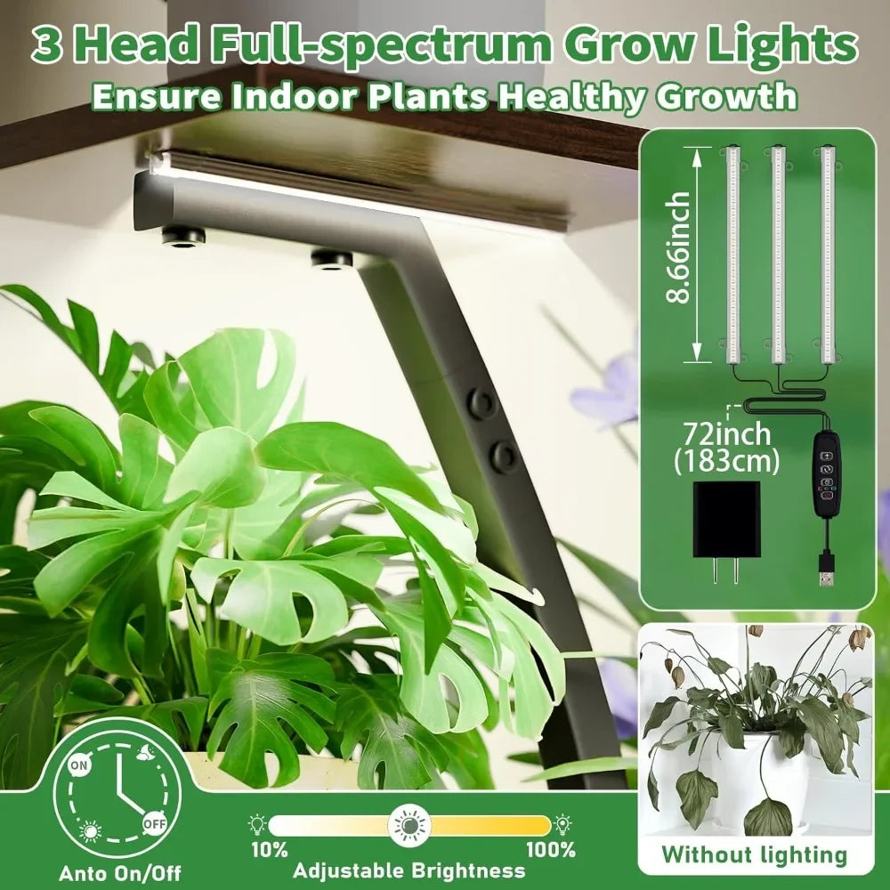 Plant Stand Indoor with Grow Lights, 6Tiered Plants Shelf Indoor,50"Corner Plants Stands for Indoor Plants, Lighted Plant Holder
