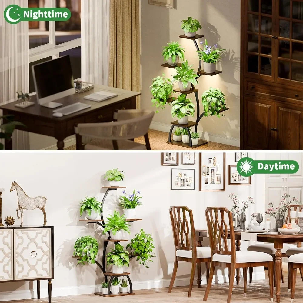 Plant Stand Indoor with Grow Lights, 6Tiered Plants Shelf Indoor,50"Corner Plants Stands for Indoor Plants, Lighted Plant Holder