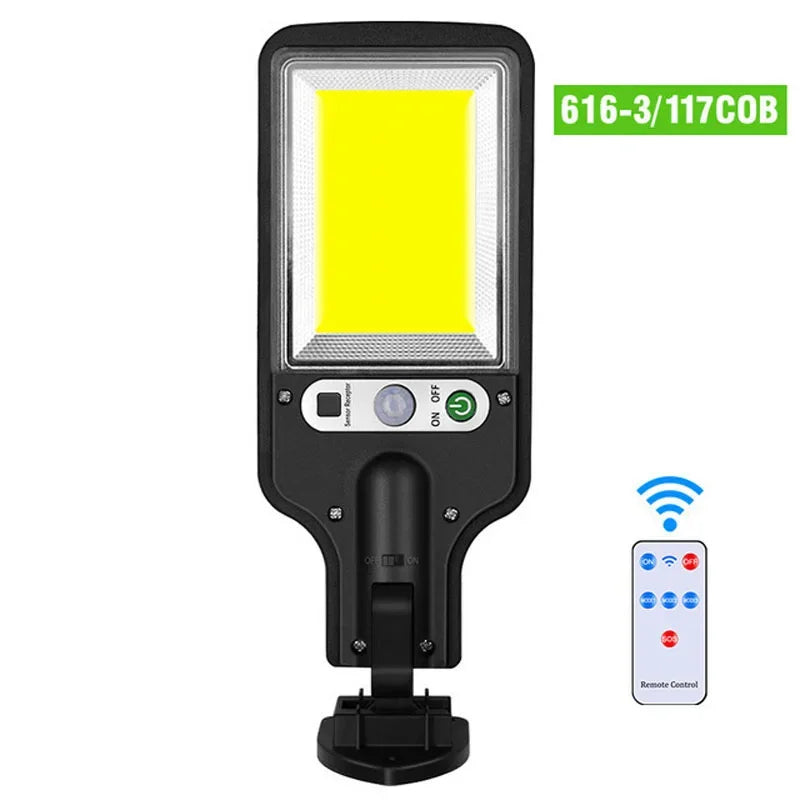 108/117COB Sensor Street 3 Light Modes Outdoor Waterproof Security Solar Lamps for Garden Patio Path Remote Control Wall Lights