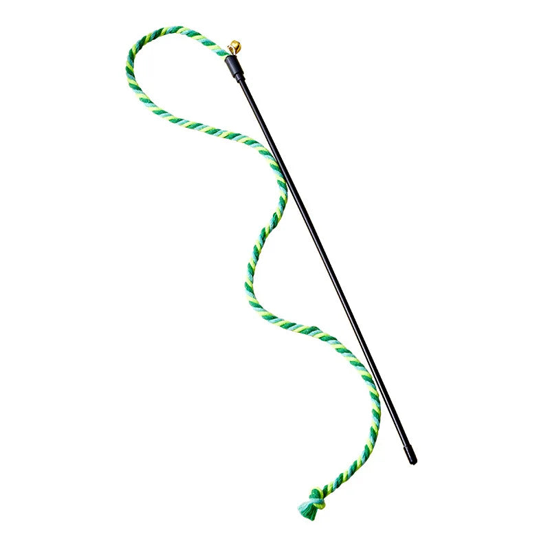 Simulation Feather Interactive Cat Toy Satin Ribbon Bell Cat Stick Toys Kitten Playing Teaser Wand Toy Cat Supplies Accessories