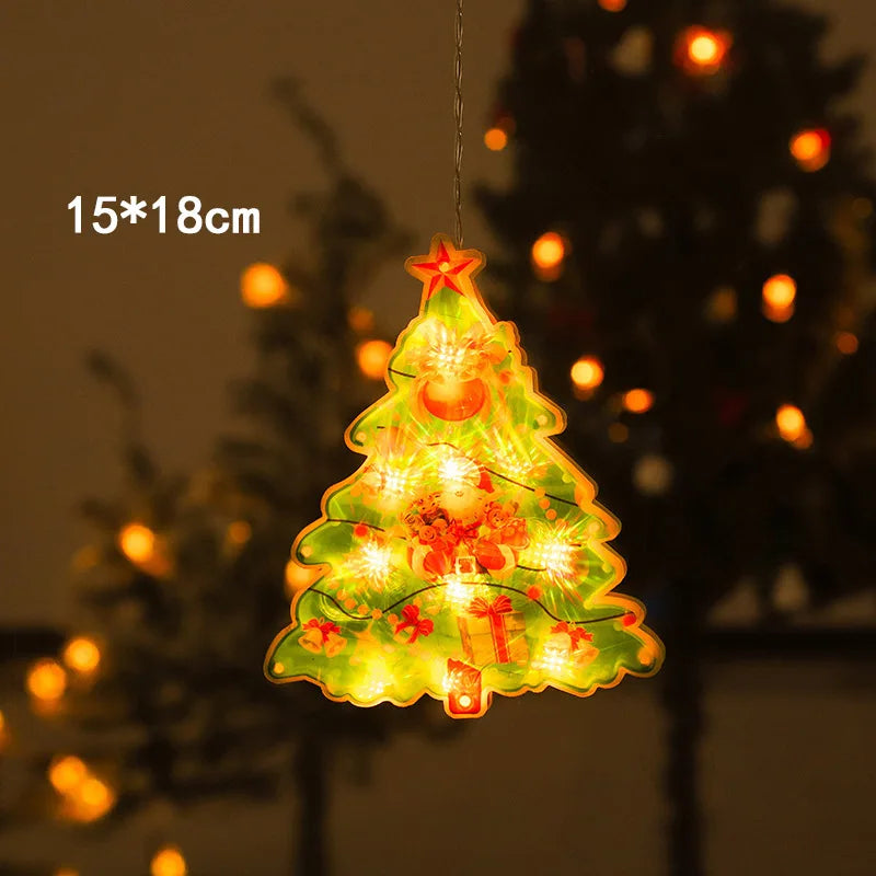 Santa Claus Led Lights, Curtains,Store Window Hanging Suction Cup Lamps,Holiday Party Decorations,Christmas Tree Lights