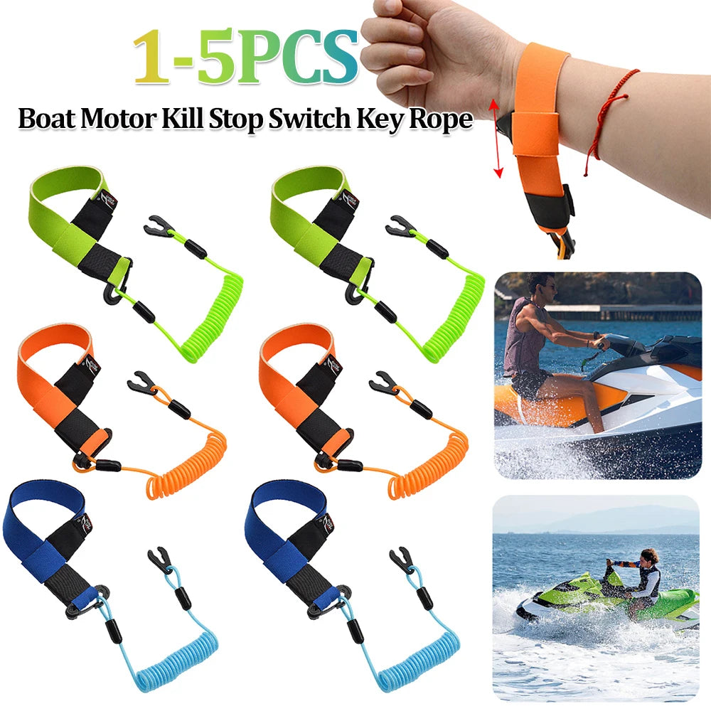 1-5PCS Jet Ski Safety Lanyard Adjustable Boat Motor Safety Tether Lanyard with Buckle Emergency Flameout Rope for YAMAHA Jet Ski
