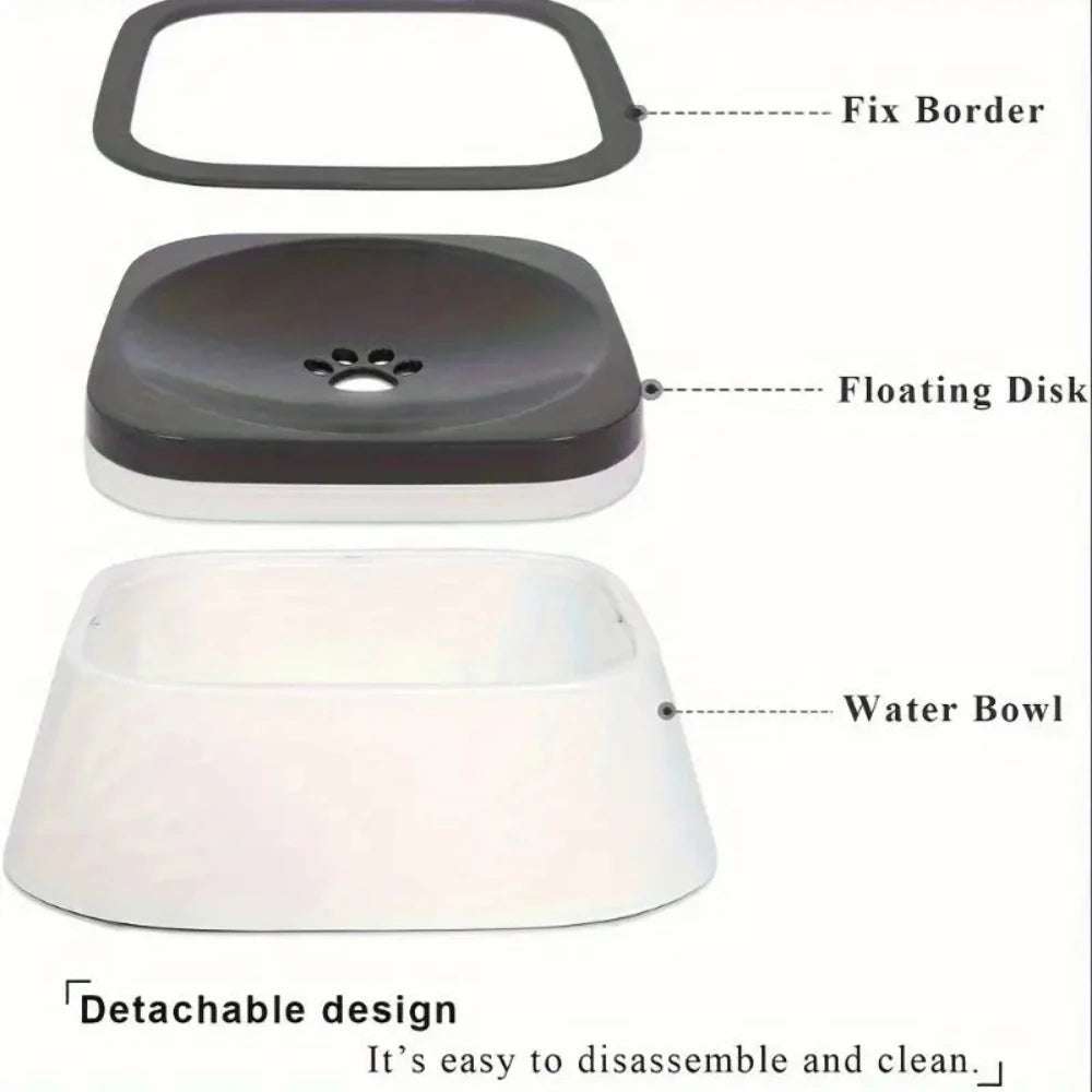 Filtered Pet Water Bowl - Spill-Proof Design with Floating Filter & Clear Plastic