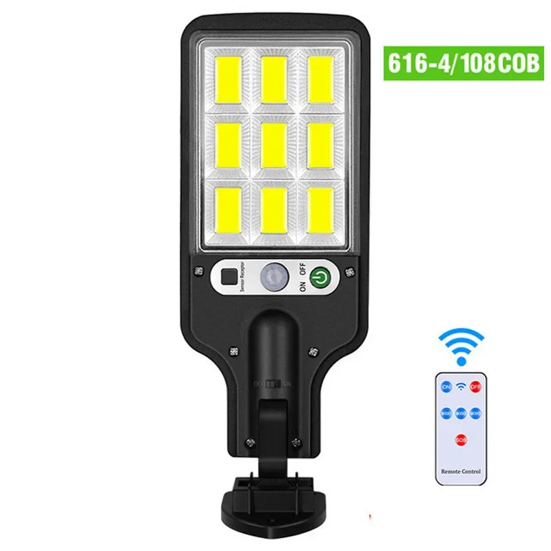 108/117COB Sensor Street 3 Light Modes Outdoor Waterproof Security Solar Lamps for Garden Patio Path Remote Control Wall Lights