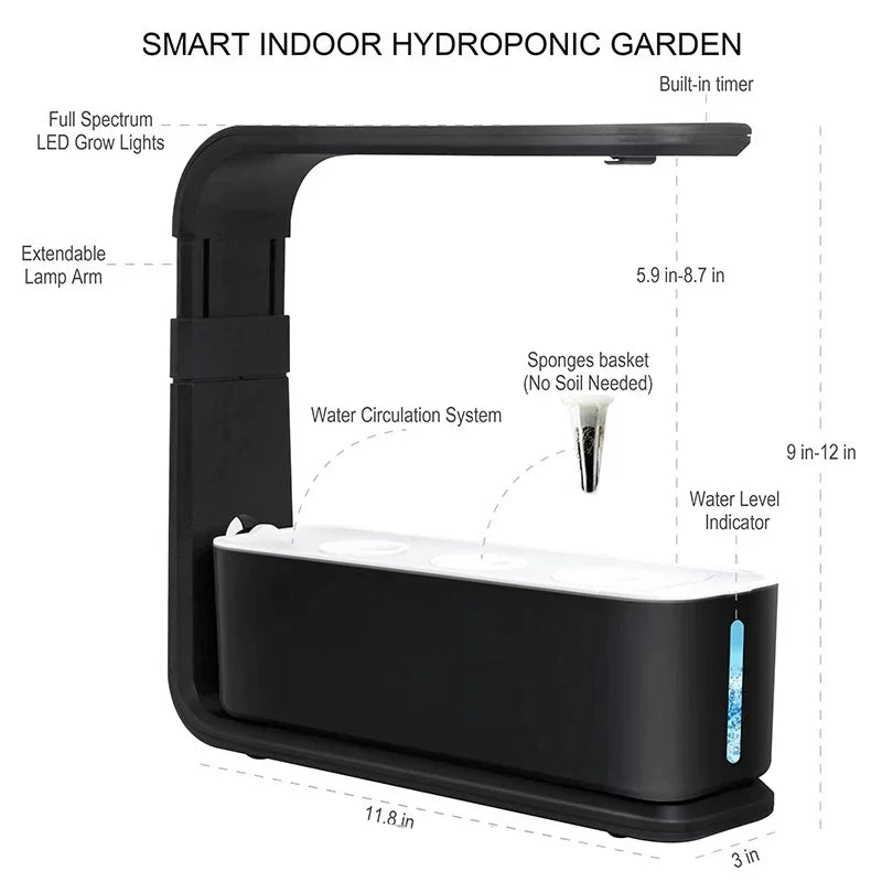 3 Pods Hydroponics Growing System, Intelligent Soilless Hydroponic Planting Machine Home Office Decoration with Plant Lamp