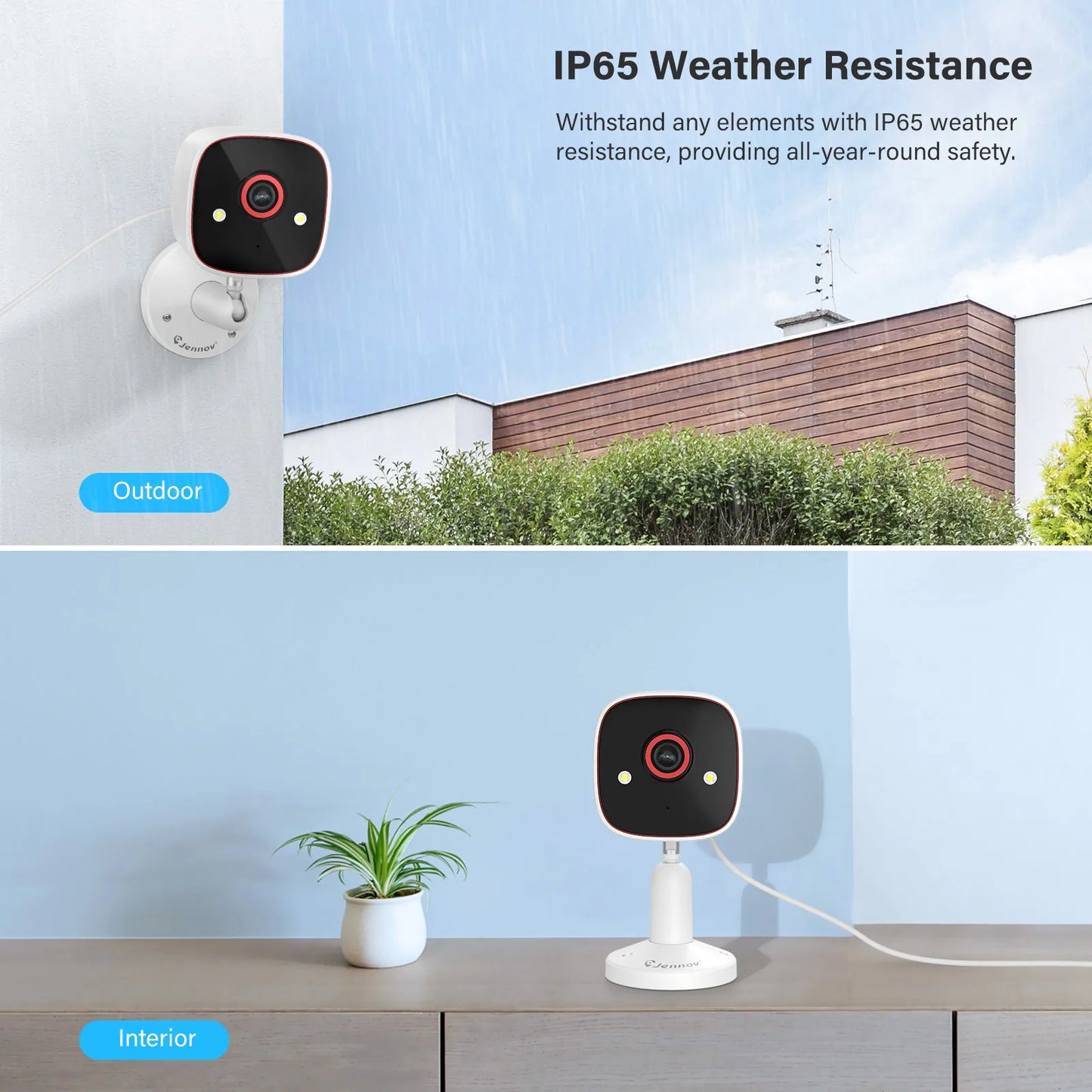 Jennov Outdoor Indoor Security Cameras 5Ghz 2.4Ghz 2K HD Wireless WiFi Pet Monitor Camera IP66