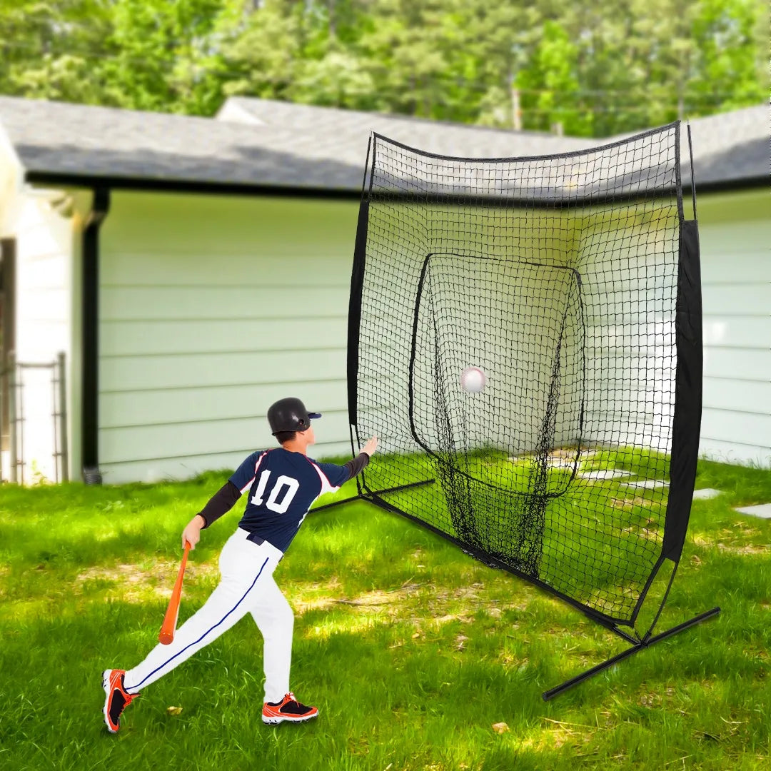 7ft Baseball Softball Hitting Pitching Net, Baseball Backstop Practice Net for Pitching, Softball Pitching Net with Carry Bag