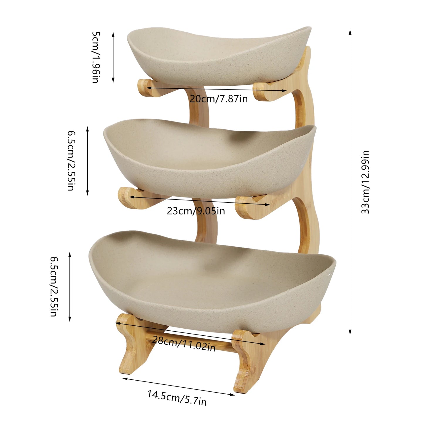 Three Layer Ceramic Fruit Plate Modern Style Bowls Fruit Vegetable Basket Holder For Home Living Room