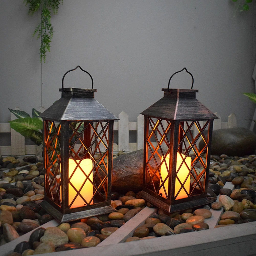 Solar Light Candle Lantern Lamp Waterproof Outdoor Garden Hanging Decorations