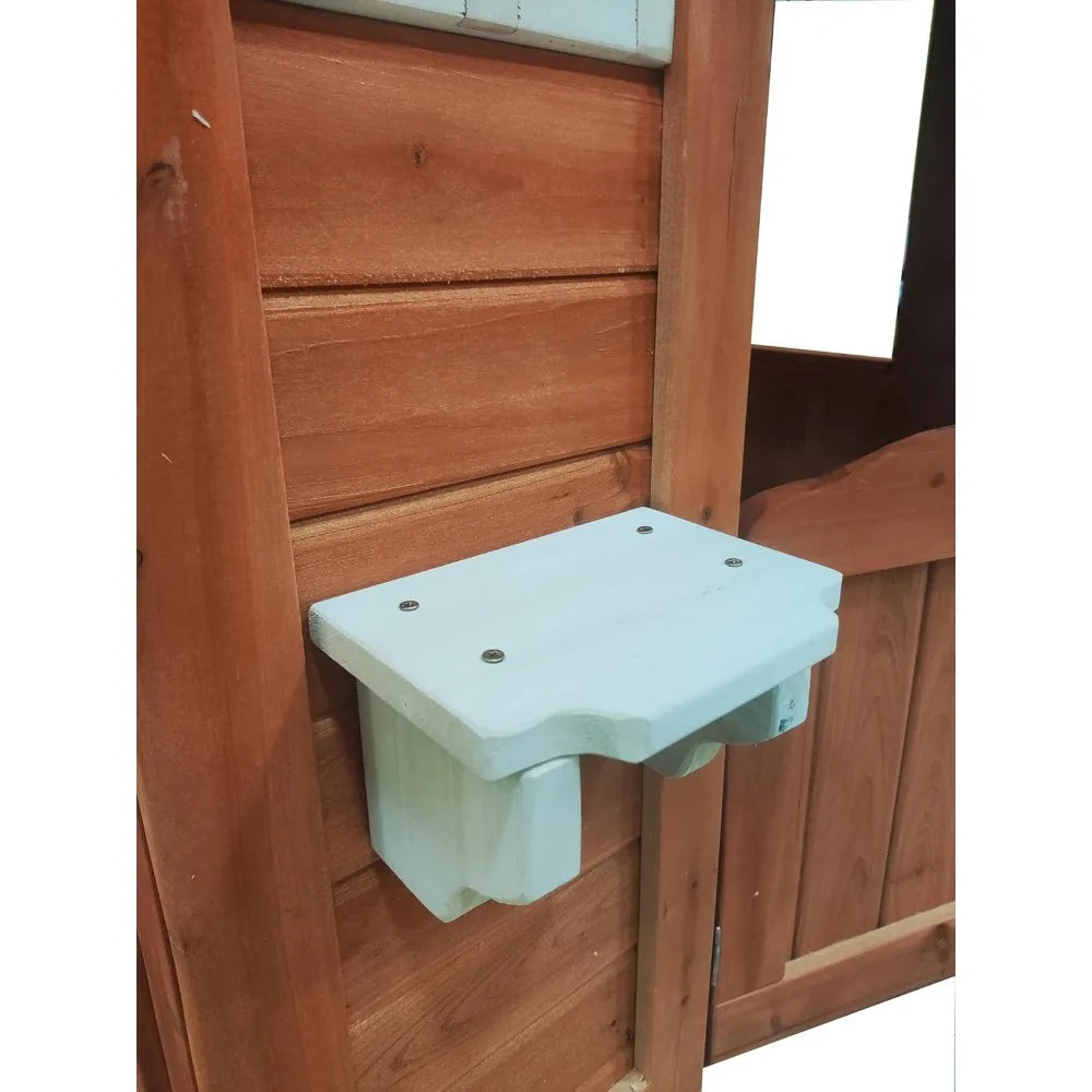 Wooden Outdoor Playhouse, Wooden Play House Playground for Backyard with 2 Windows and Flowerpot Holder,42" Lx46 Wx55 H