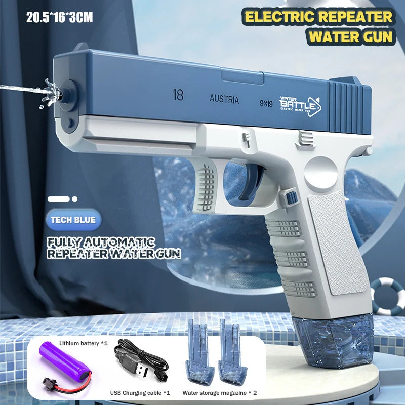 Water Pistol Electric Water Gun Launch Children Summer Fully Automatic Continuous High Pressure Guns Rechargeable Splashing Toys