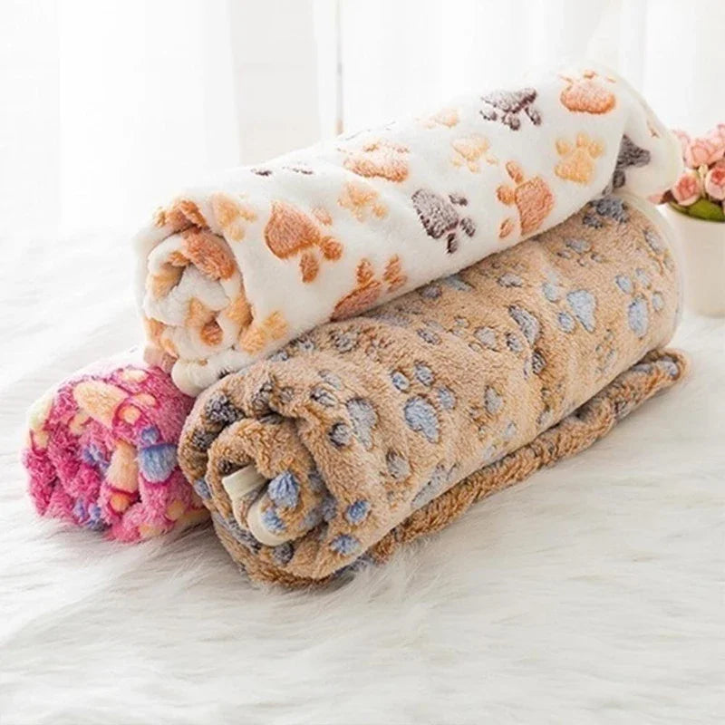 S-L Thin Pet Blanket Winter Dog Bed Mat Foot Print Warm Sleeping Hamster Rabbit Beds Coral Fleece Dog Blanket Bed Warm Cat Beds