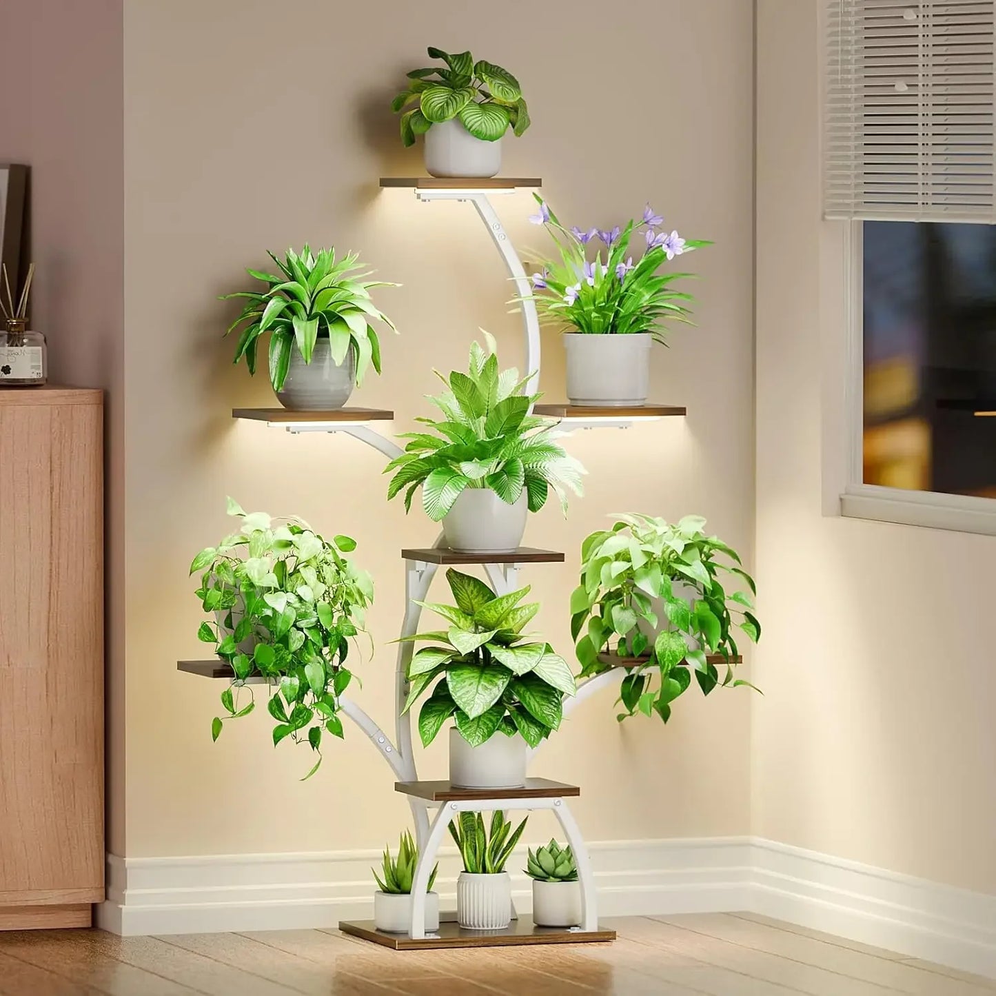 Plant Stand Indoor with Grow Lights, 6Tiered Plants Shelf Indoor,50"Corner Plants Stands for Indoor Plants, Lighted Plant Holder