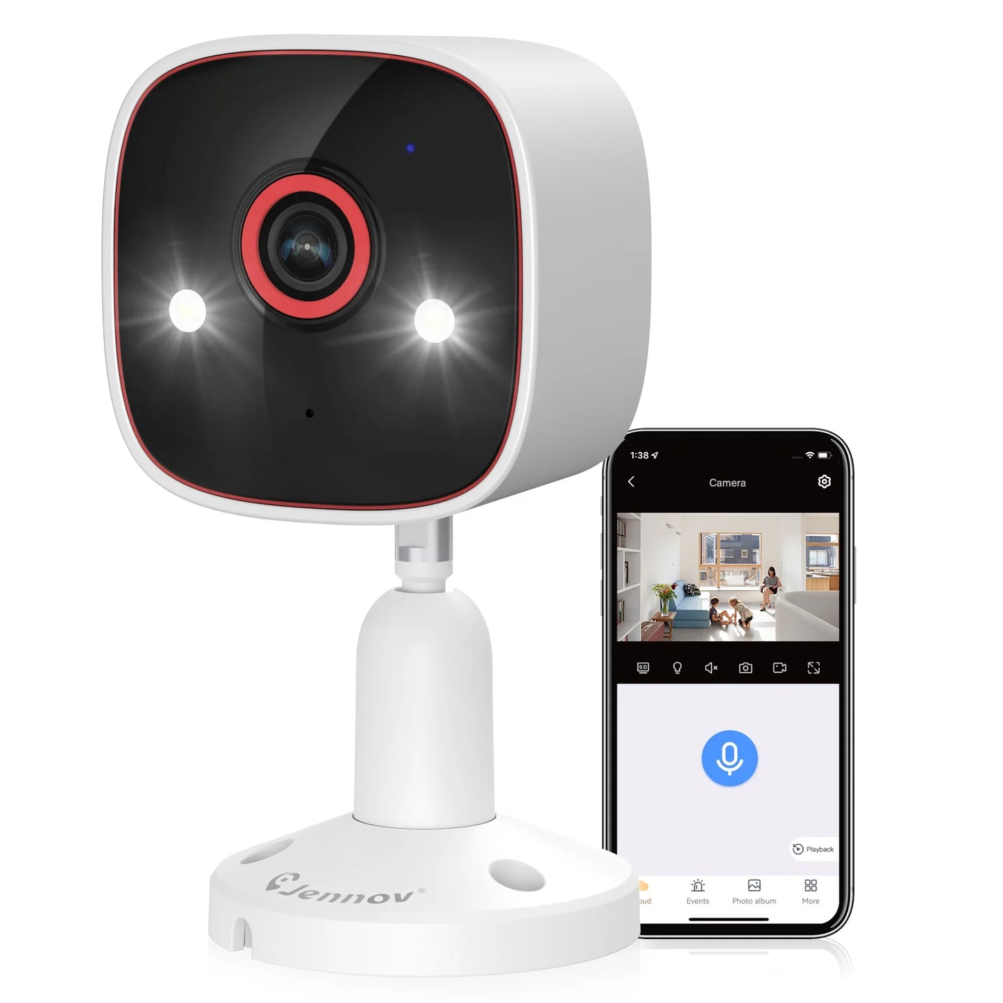 Jennov Outdoor Indoor Security Cameras 5Ghz 2.4Ghz 2K HD Wireless WiFi Pet Monitor Camera IP66