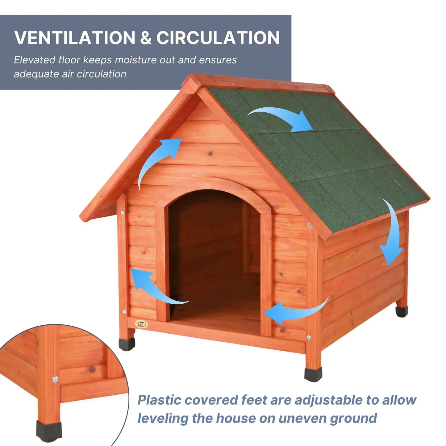 Cottage Weatherproof Outdoor Wooden Dog House Raised Floor for Small Dogs, Brown
