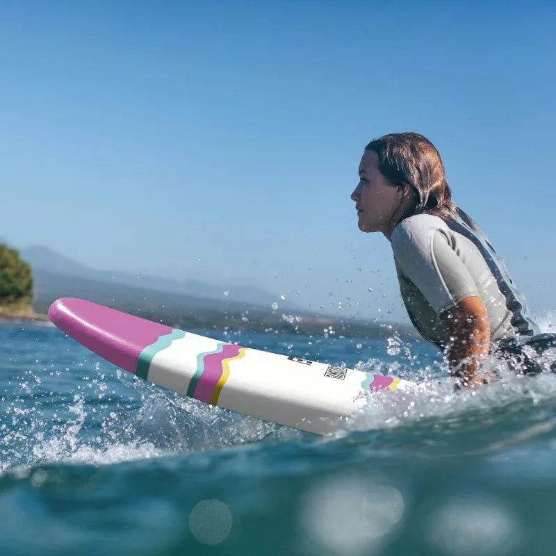 6’ FUNBOARD Surfboard Softboard Foam - Include (3) Fins 6’ Foot Leash and (2) Wood Stringers