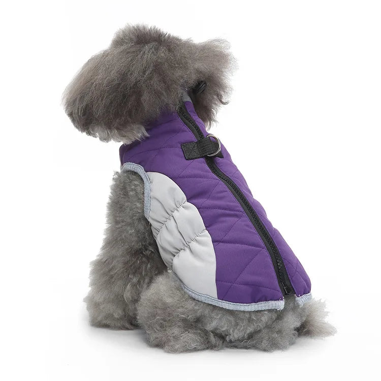 Pet Cotton Clothes 2022 New Winter Dog Clothes Patchwork Zipper Jacket Warm Thickened Polyester Fabric Pet Towing Clothes DZ259