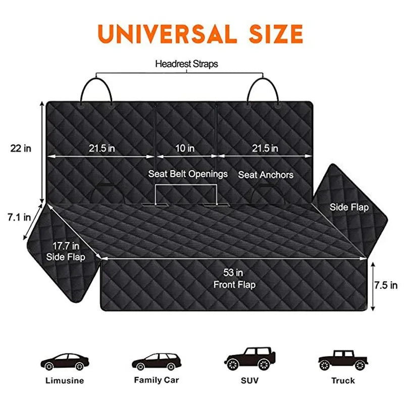 Waterproof Dog Car Seat Bed Inner Outdoor Sport Cover Non-Slip Pet Back Seat Mat Dirt Proof Travel Cushion Protector for Pets