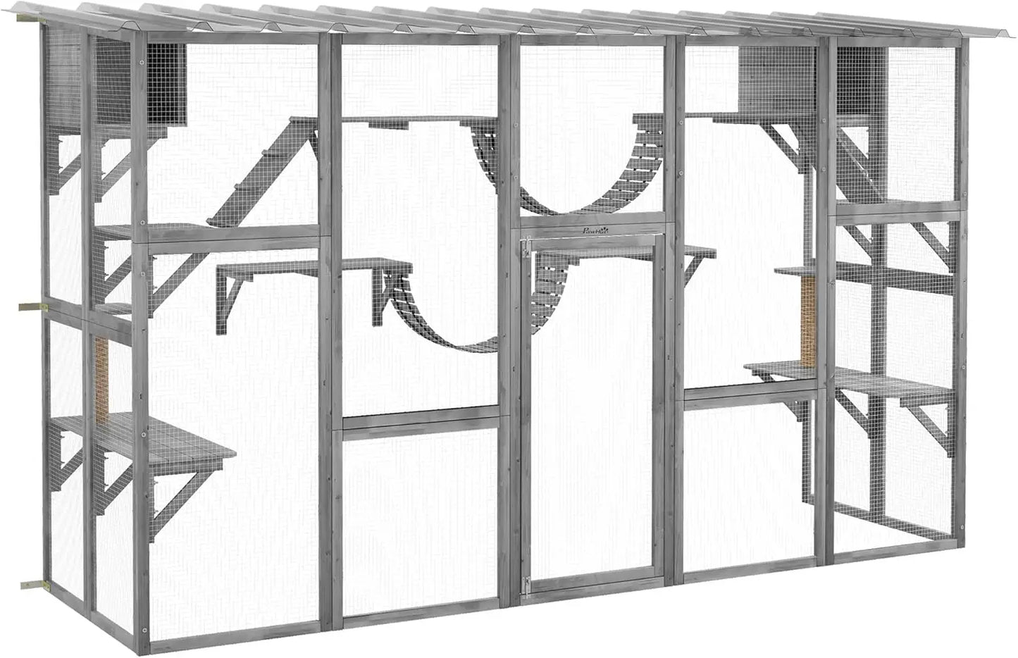 Cat Cage, Catio Playground Cat Window Box Outside Enclosure, Outdoor Cat House with Weather Protection Roof for Multiple