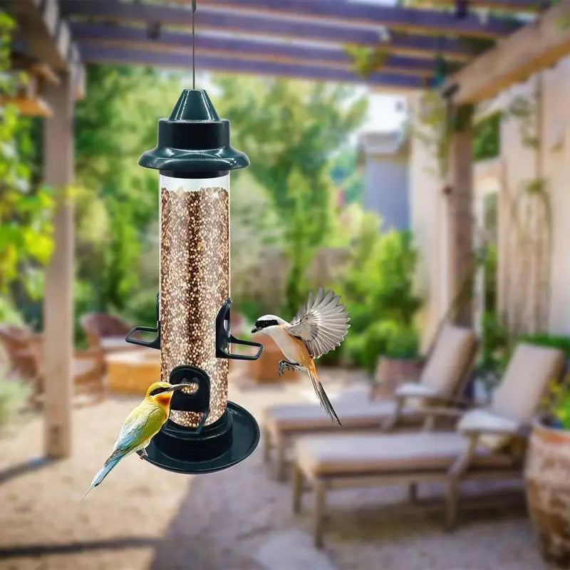 Wild Bird Food Dispenser Wild Birds Outdoor Feeder With Loop Garden Yard Decoration Feeding Station With Weatherproof Roof For