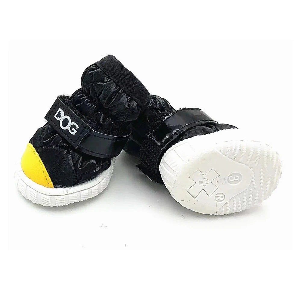 Snow Boots for Dogs Waterproof Thicken Fleece Lining 4PCS Winter Dog Shoes for Small Dog Soft Rubber Sole Anti-Slip Pet Booties