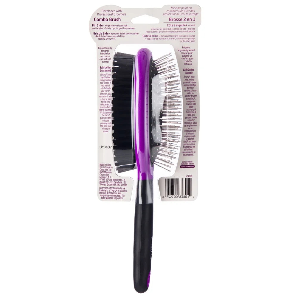 Double-Sided Dog Grooming Brush with Ergonomic Handle De-Shedding Detangling and Coat Care Professional Groomer Tool