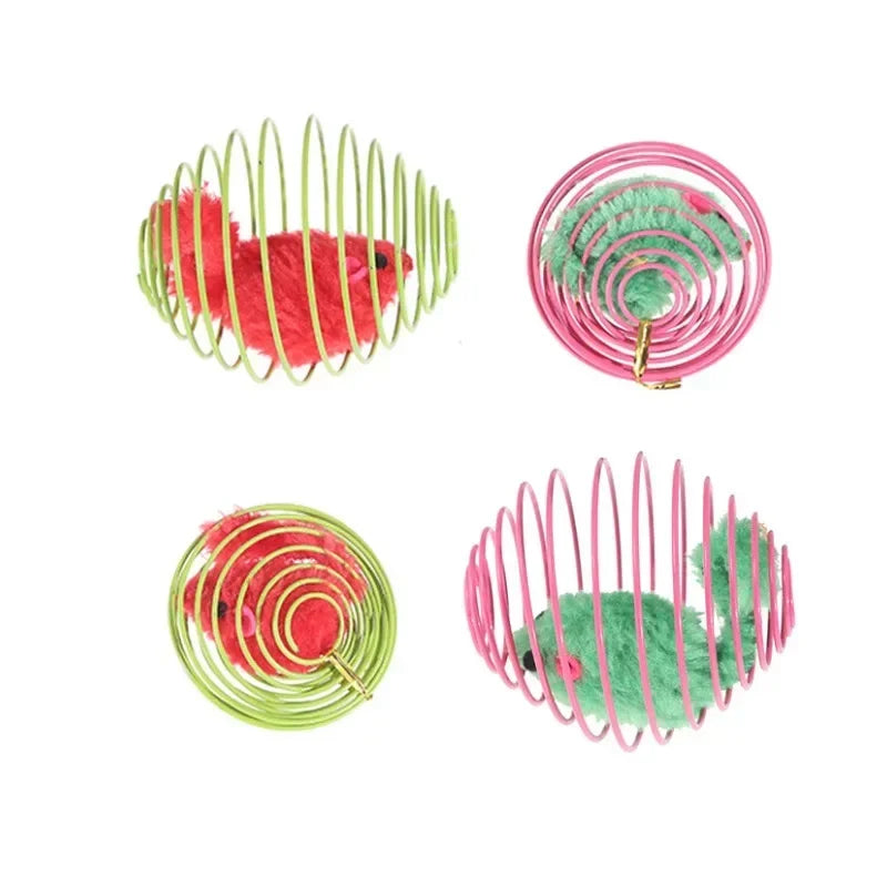 Cat Toy Balls Funny Stretchable Kitten Springs Toys Interactive Caged Rats Rolling Cat Balls