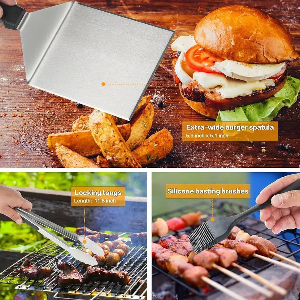 Best Dad Gifts Outdoor Grill Set Unique BBQ Accessories Dad Apron Burger Spatula Tongs Grill Tools Father Day Birthday Christmas