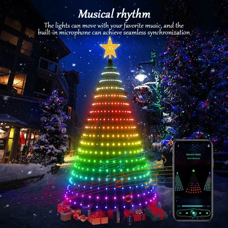 2.1M LED Christmas Tree Light Multi-color Animated Light Show with 400LED Remote Control and Application To Control Music