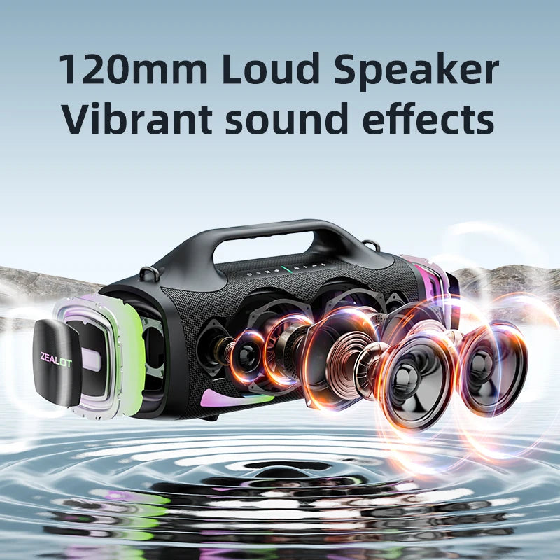ZEALOT-S79 100W Loud Bluetooth Speaker with Stereo Sound, Built-in Power Bank, IPX6 Waterproof, for Party,Camping