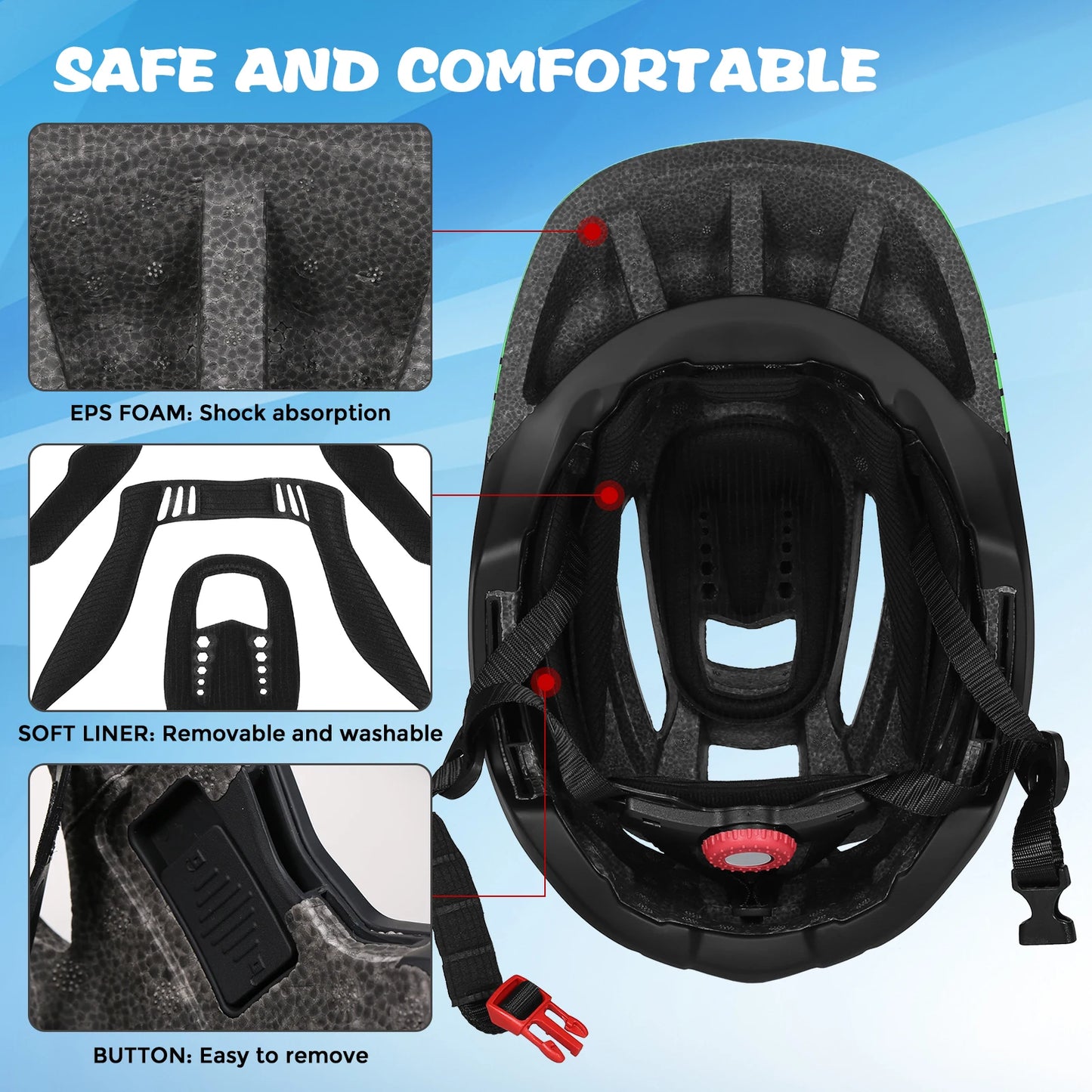 2-in-1 Kids Bicycle Helmet Child Sports Safety Cycling Protection Full Face Helmet Bike Roller Skating Helmet Guard for Cycling