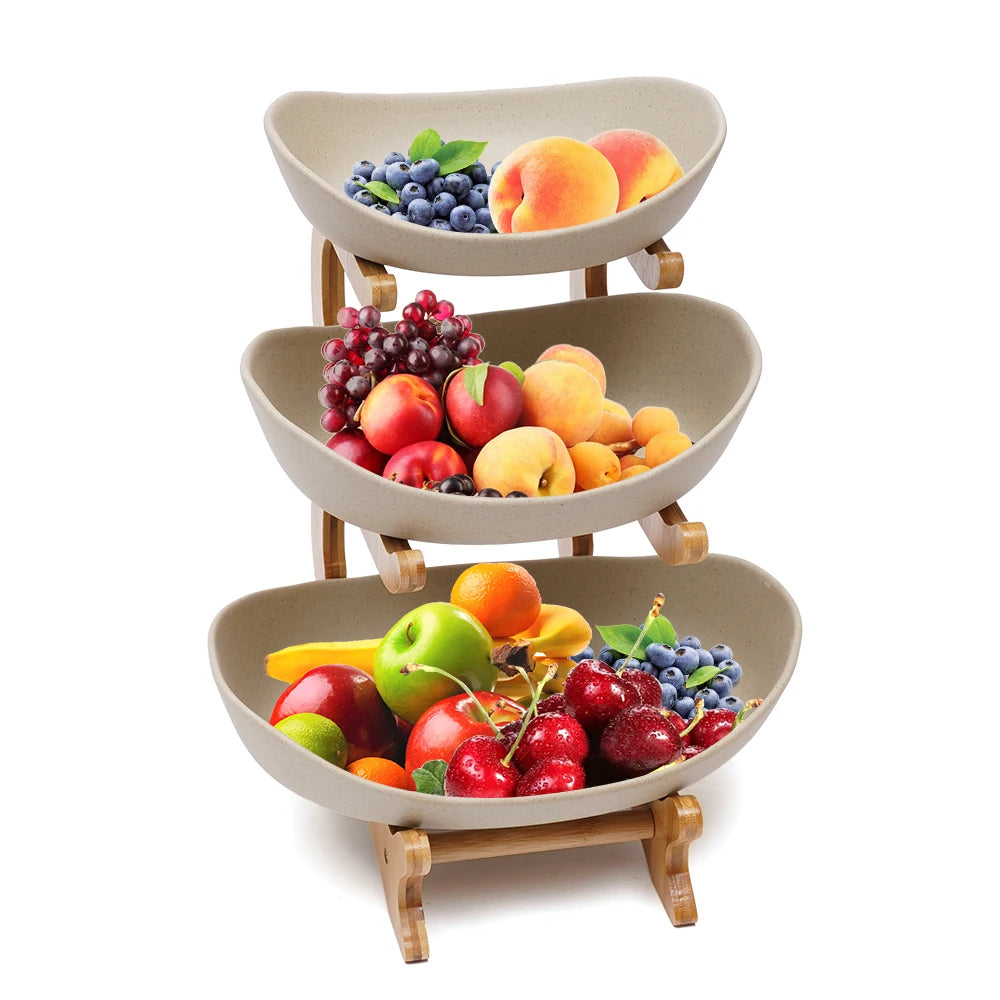 Three Layer Ceramic Fruit Plate Modern Style Bowls Fruit Vegetable Basket Holder For Home Living Room