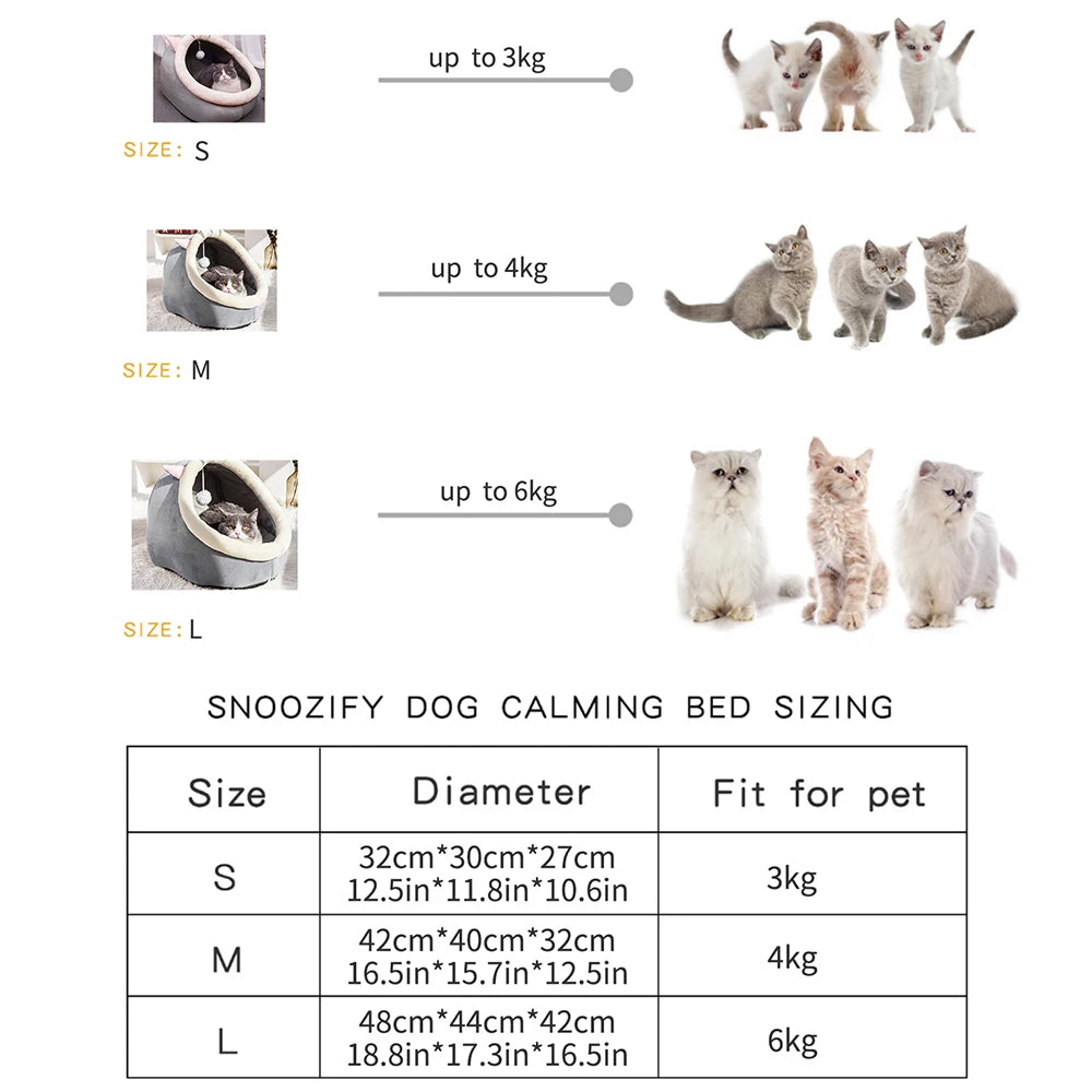 1PC Warm Winter Four Seasons Universal Semi-Closed Cute Comfortable Cat Nest Bed Warm Pet Nest - Quick and EZ Shop
