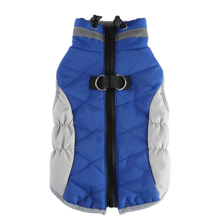 Pet Cotton Clothes 2022 New Winter Dog Clothes Patchwork Zipper Jacket Warm Thickened Polyester Fabric Pet Towing Clothes DZ259