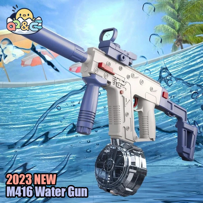 Water Pistol Electric Water Gun Launch Children Summer Fully Automatic Continuous High Pressure Guns Rechargeable Splashing Toys