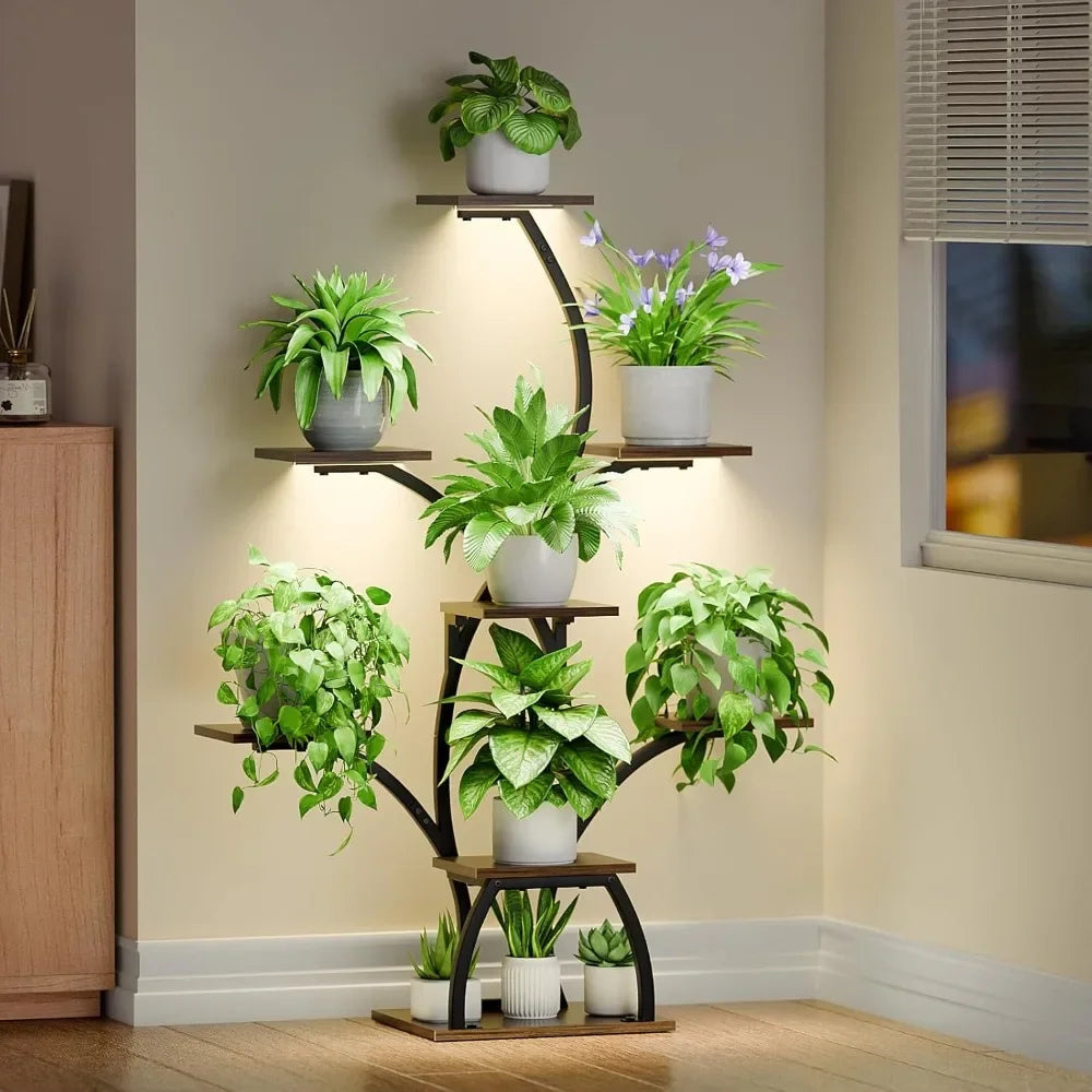 Plant Stand Indoor with Grow Lights, 6Tiered Plants Shelf Indoor,50"Corner Plants Stands for Indoor Plants, Lighted Plant Holder