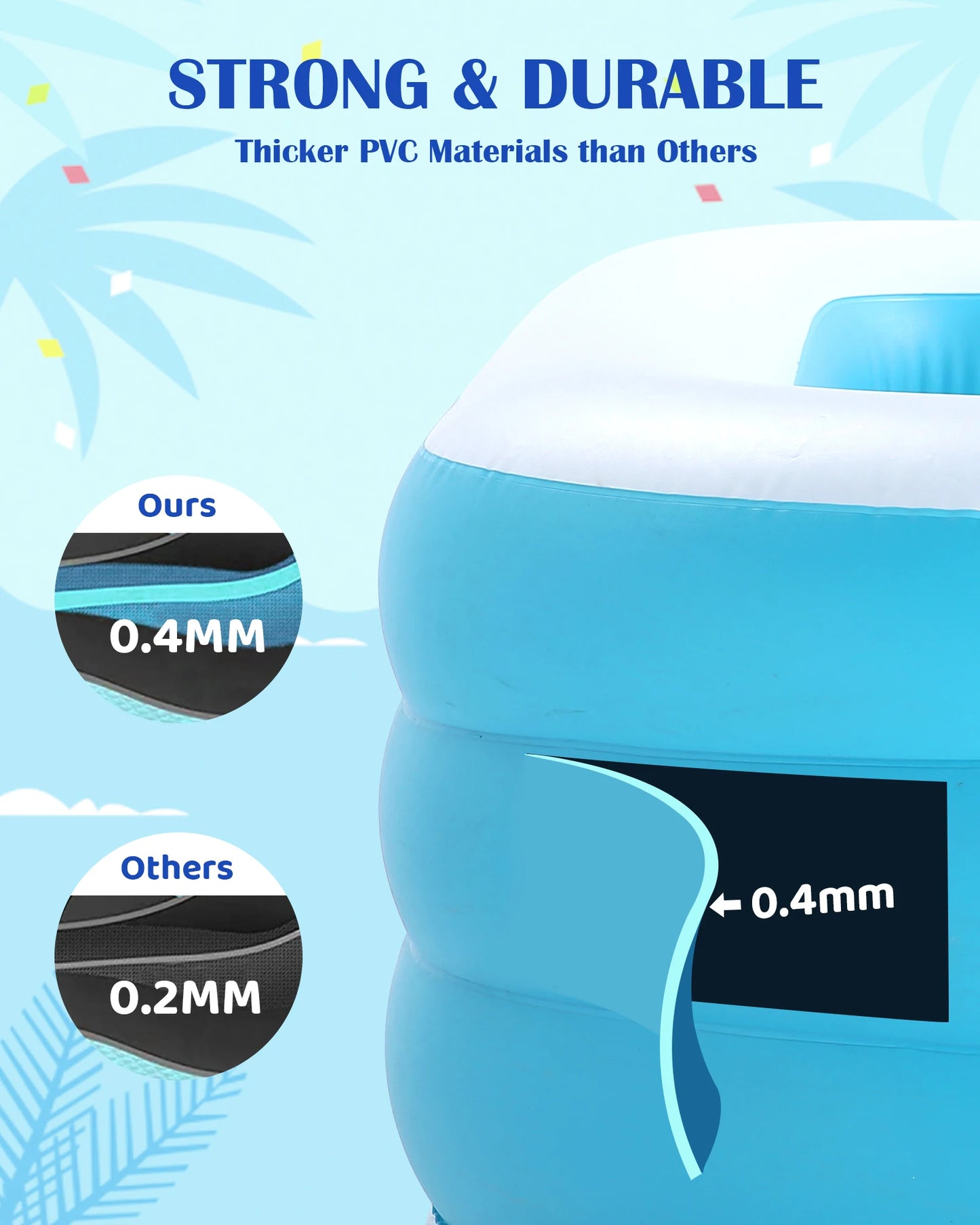 Inflatable Swimming Pool Inflatable Swim Center 120 × 72 × 22 Inch in Outdoor Backyard Summer-Blue
